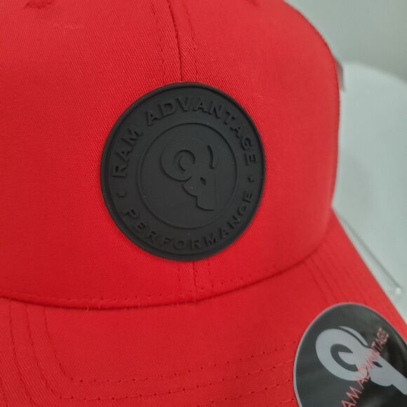 RAM ADVANTAGE Trucker Hat Snapback OSFM Red w/ Black PVC Patch Mid Profile NWT - Picture 2 of 12